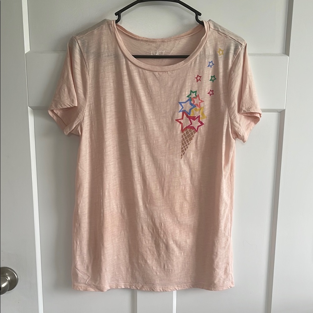 LOFT Short Sleeve Light Pink Ice Cream Tee